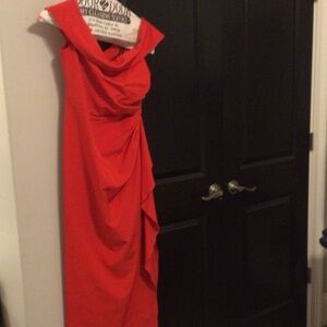 Vince Camutp off the shoulder red gown.